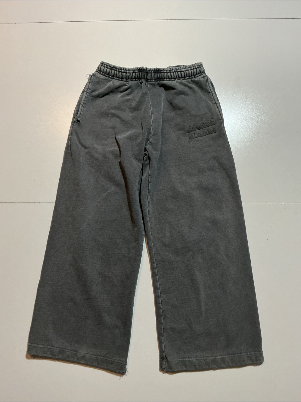 Broken Planet Basics Charcoal Gray Graphic Logo Wide Leg Heavyweight Sweatpants